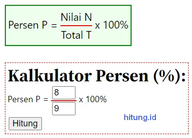 Kalkulator Nilai dari Persen Total